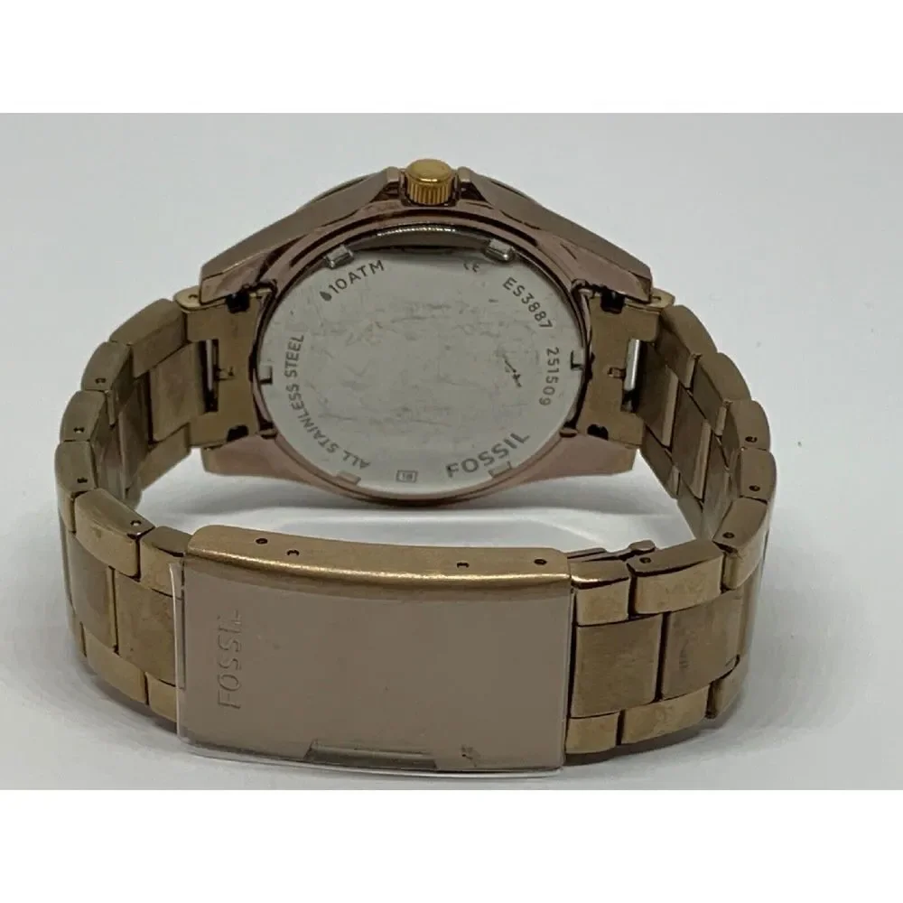 Fossil ES3887 Women's Gold Stainless Steel Analog Silver Dial Quartz Warch GE40